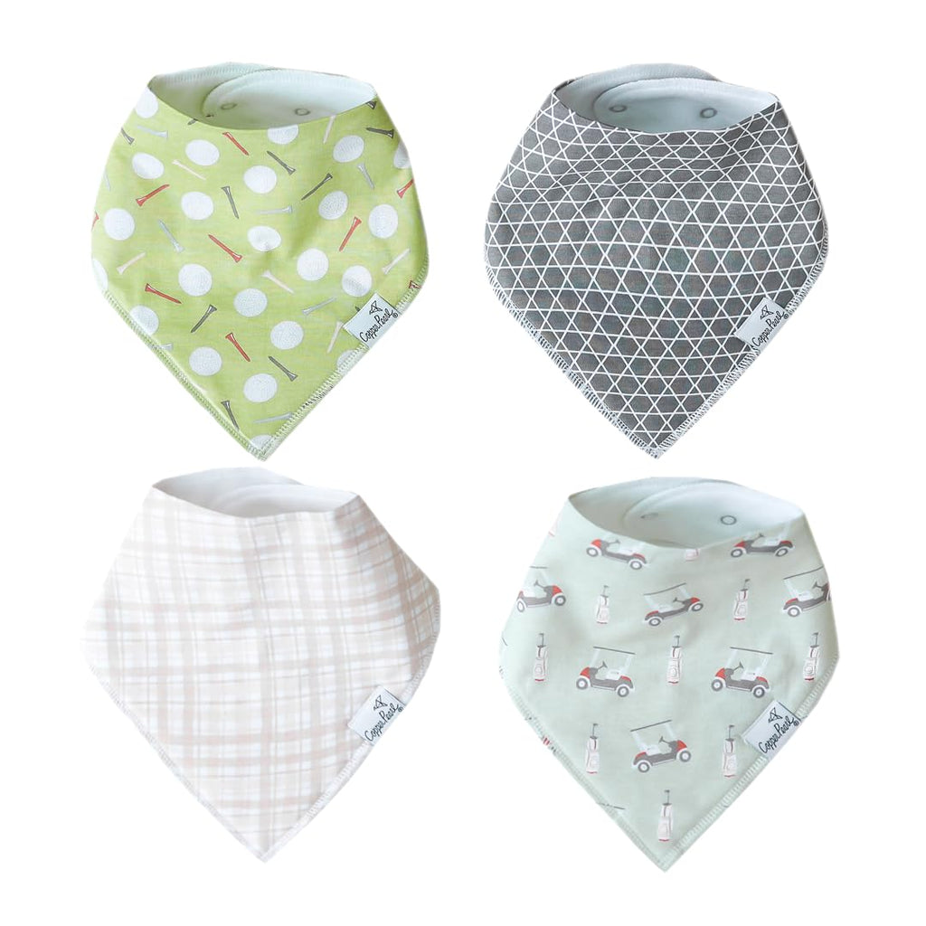 Copper Pearl Baby Bibs for Baby Boy or Girl – Bandana Drool Bibs for Teething, Absorbent Bibs for Eating, Newborn to Toddler, 4 Pack, Bogey