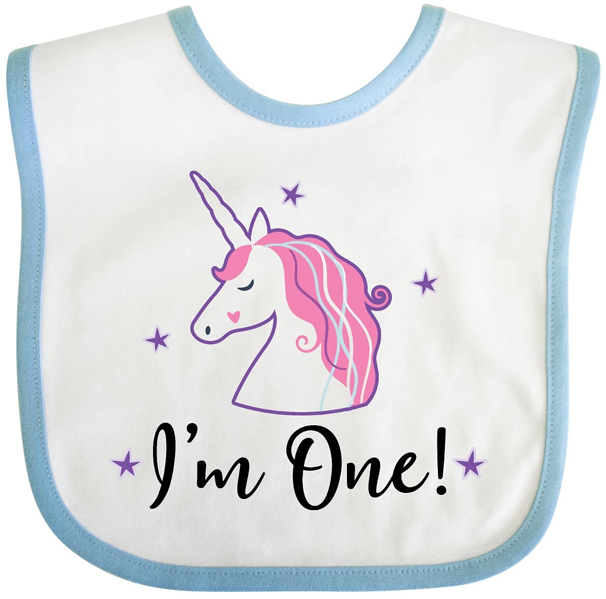 inktastic 1st Birthday Unicorn Baby Bib White and Blue 2b4b8