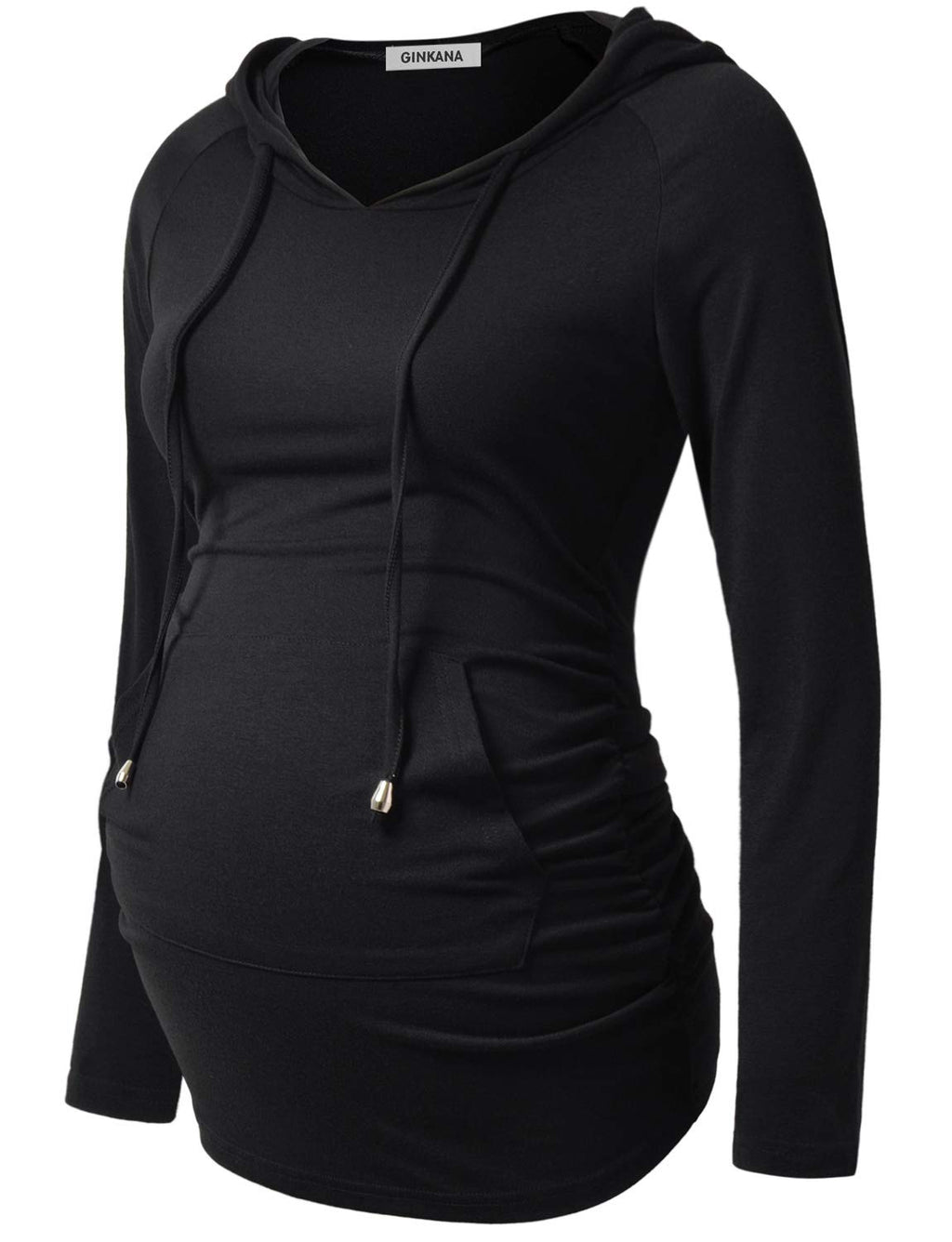 Womens Maternity Hoodie Top Sweatshirt Long Sleeve Shirts Pregnancy Tunic Top,Black, Small