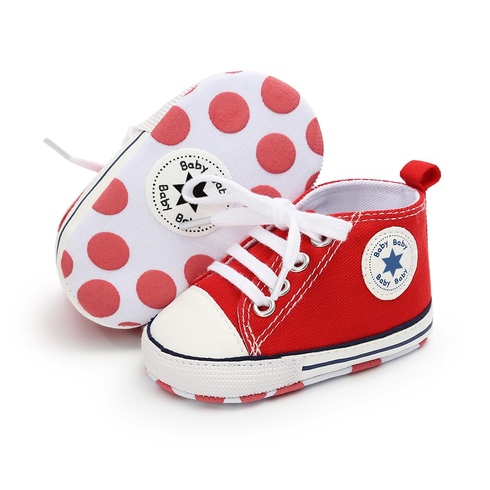 Save Beautiful Baby Girls Boys Canvas Sneakers Soft Sole High-Top Ankle Infant First Walkers Crib Shoes
