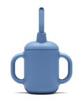 Lalo Little Cup, Non-Toxic Silicone Straw Cup with Handles - Baby and Toddler Sippy Cup - Mini Cup and Straw Training System, 4oz, Blueberry