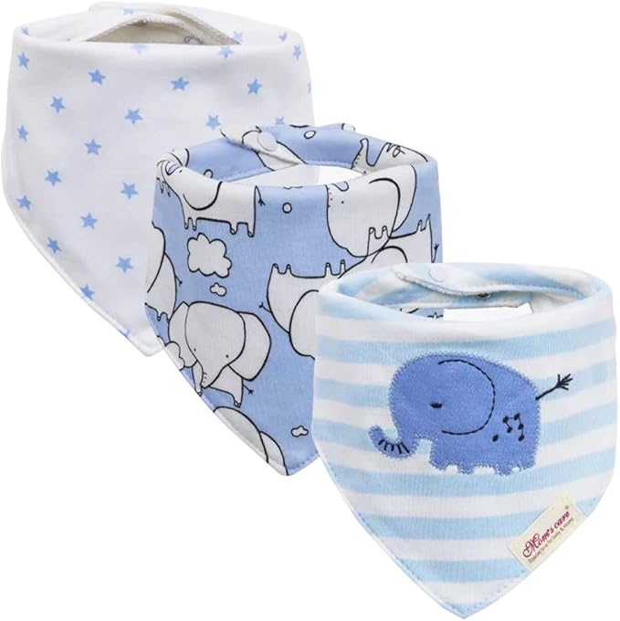JN&LULU 3 Pack Newborn Baby Bibs Bandana Drool Bibs for Drooling Cotton Baby Gifts (Moon Star)