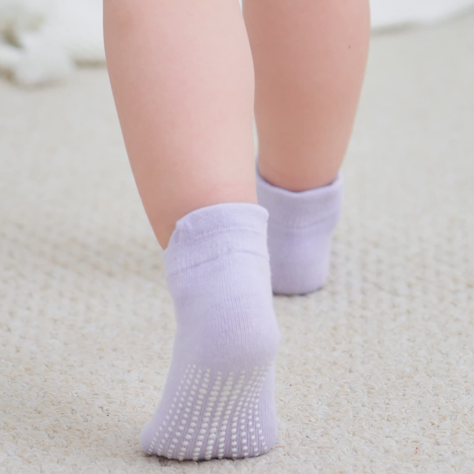 ZAPLES Baby Girls Non Slip Grip Ankle Socks with Anti Skid Soles for Infants Toddlers, Girls - 12 Pairs, 4-7 Years
