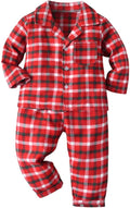 Schbbbta Kids Pajamas Set, Plaid Button Down Pjs for Girls & Boys, 9 Months - 14 Years