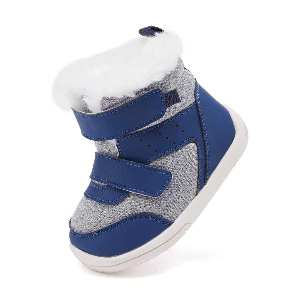 BMCiTYBM Baby Snow Winter Boots Boys Girls Shoes Warm Double Strap Non Non Slip First Walking Infant 6 9 12 18 24 Months Navy Size 12-18 Months Toddler