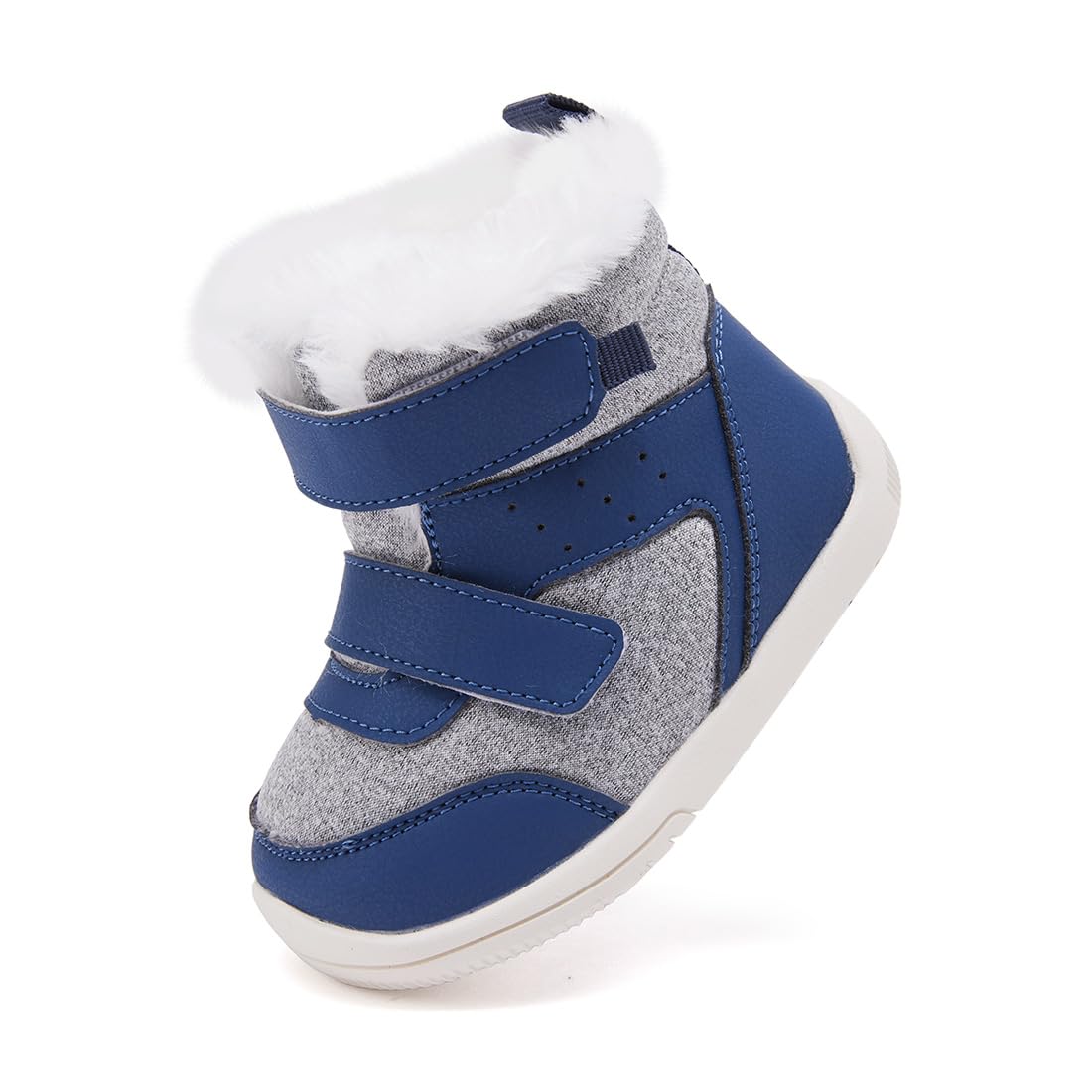 BMCiTYBM Baby Snow Winter Boots Boys Girls Shoes Warm Double Strap Non Non Slip First Walking Infant 6 9 12 18 24 Months Navy Size 12-18 Months Toddler