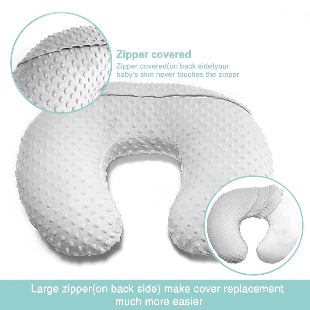 iEvolve Minky Nursing Pillow Cover Breast Feeding Pillow Cover Slipcover U Shape for Baby Boy Girl,Cover Only(White&Pink 2Pack)