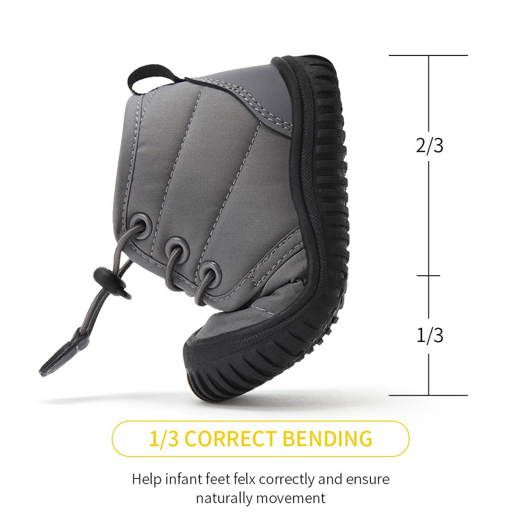 BMCiTYBM Baby Snow Winter Boots Boys Girls Shoes Non Slip First Walking Infant 6 9 12 18 24 Months Grey Size 12-18 Months Toddler