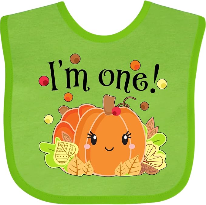 inktastic I'm One- Pumpkin Birthday Autumn Baby Bib