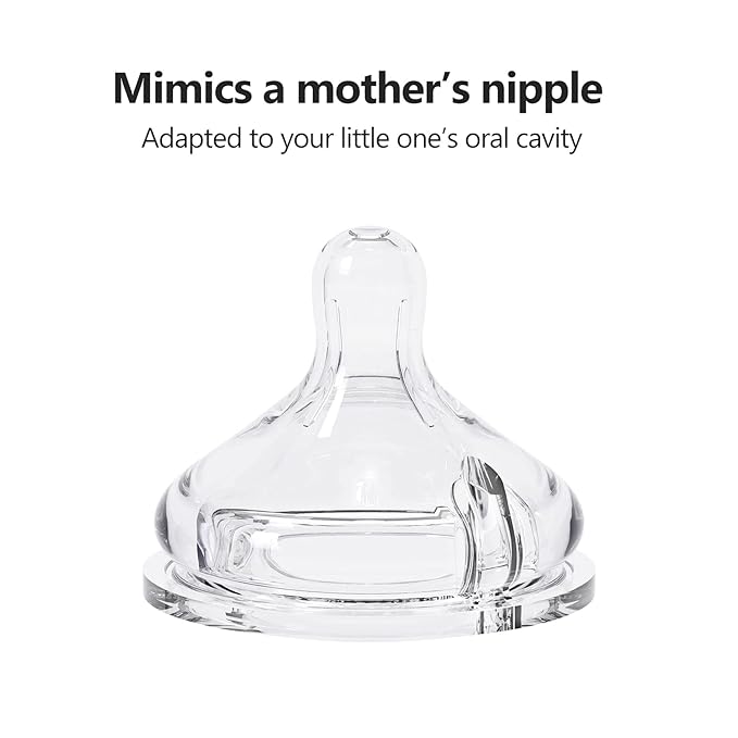 Yooforea Silicone Coated Glass Baby Bottle, 0M+ Slow Flow Nipple I Anti-Colic, Wide Neck, Stable Base I Medical-Grade Silicone Coating for Shatter Protection, BPA BPS PVC Free (2 Pack, 3 Ounce-Cream)