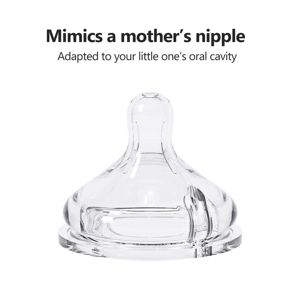 Yooforea Silicone Coated Glass Baby Bottle, 0M+ Slow Flow Nipple I Anti-Colic, Wide Neck, Stable Base I Medical-Grade Silicone Coating for Shatter Protection, BPA BPS PVC Free (2 Pack, 3 Ounce-Honey)