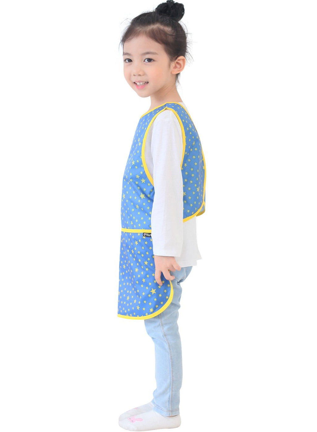 Plie Kids Painting Apron – Waterproof Art Smock for Toddlers & Preschoolers, Messy Play, Baking, Crafts, Cooking, Sensory Activities, Mealtime (Ages 1–10), Blue Star (11-S)