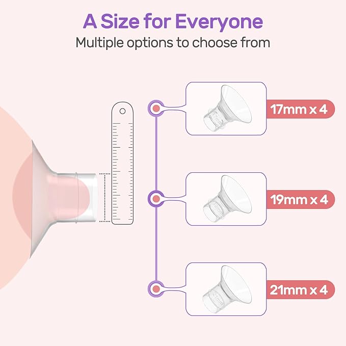 Nuliie 12PCS Silicone Flanges Insert Replacement Kit, Flange Sizing Kit 17/19/21mm for 24mm Flange/Shield Breast Pumps, Pumping Essential Kit for Moms
