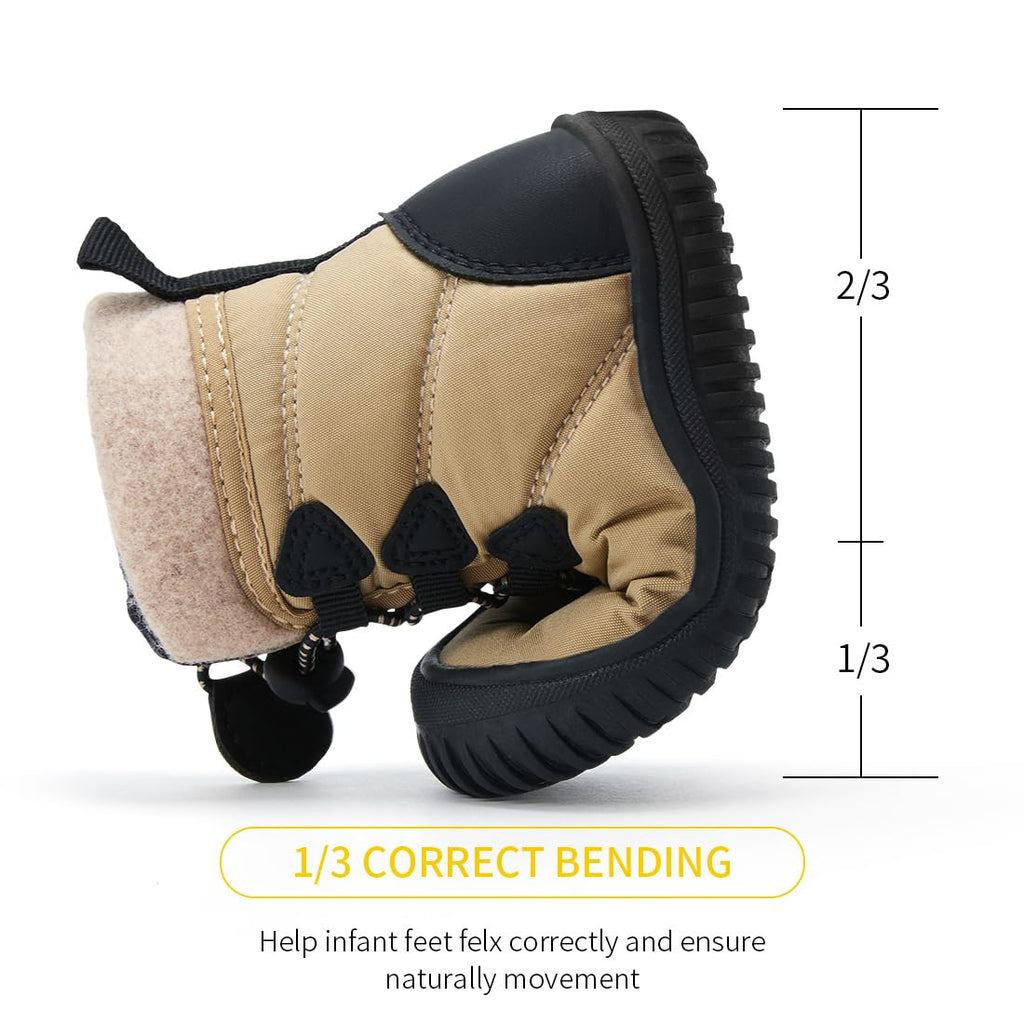 BMCiTYBM Toddler Baby Snow Winter Boots Shoes Boys Girls Cold Weather Baby Faux Fur Shoes 3-3.5 Years Camel Size 9 Toddler
