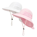 XIAOHAWANG Girls Sun Hat Baby Beach Hats Toddler Boys UPF 50+ Kids Summer Protection Cap Wide Brim Neck Flap(6-12Months,2 Pack(Pink+White))