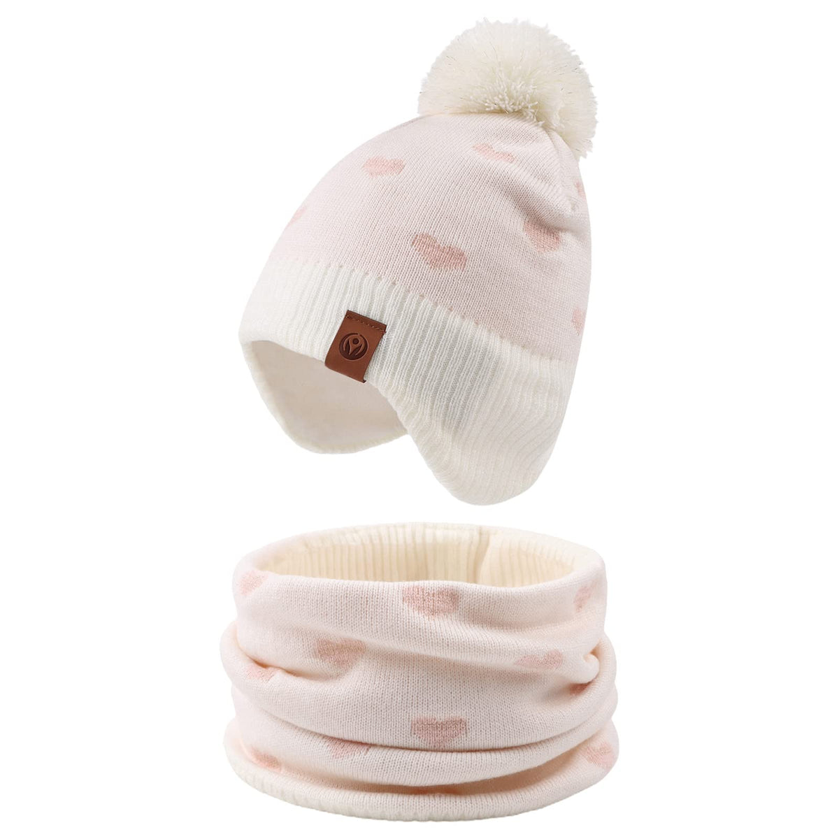 JANGANNSA Knitted Baby Hat Scarf Winter Warm Boy Girl Beanie Fleece Lining