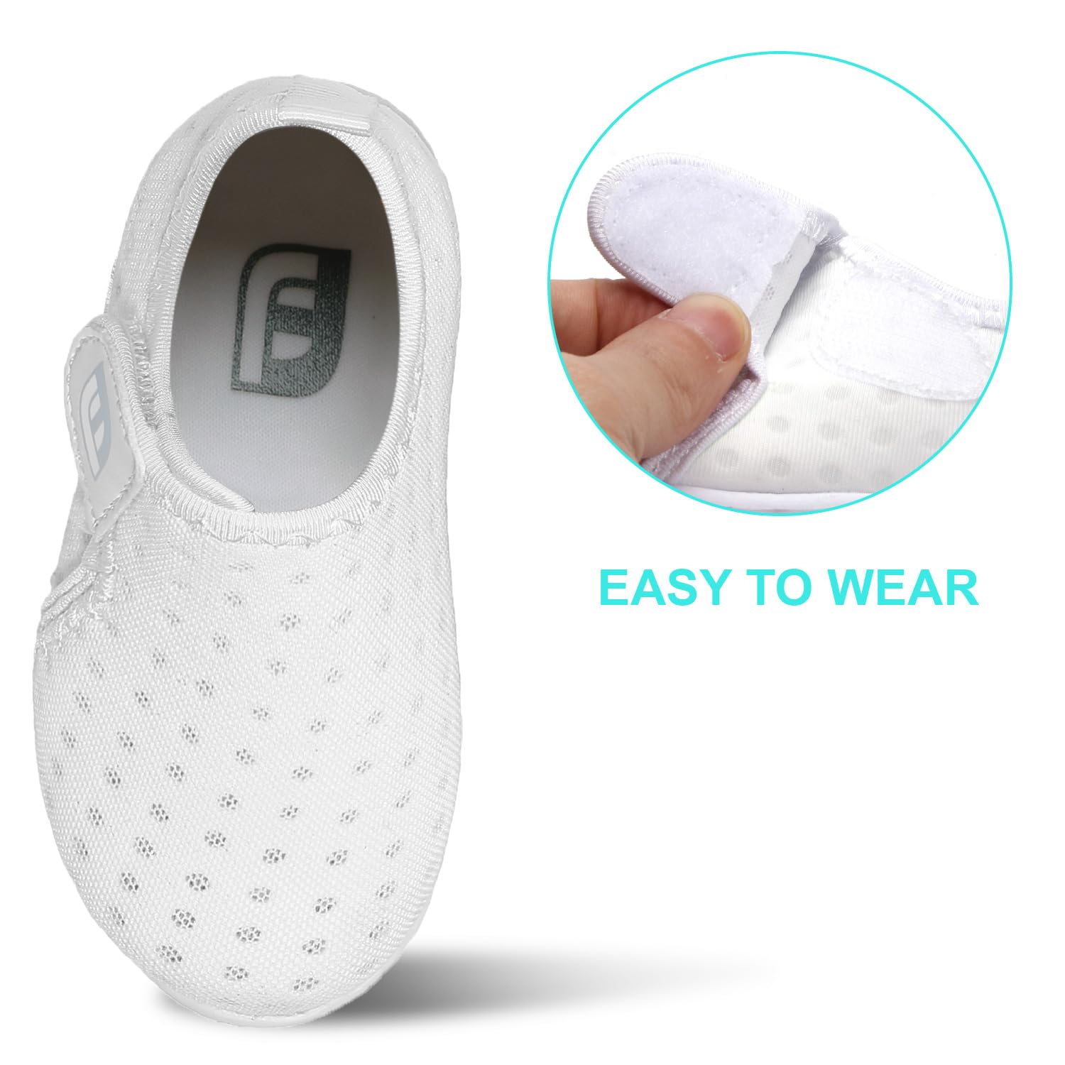 JOINFREE Toddler Boys Girls Aquatic Water Shoe Slip On Walking Sneakers Shoes for Kids White 18-24 Months Infant