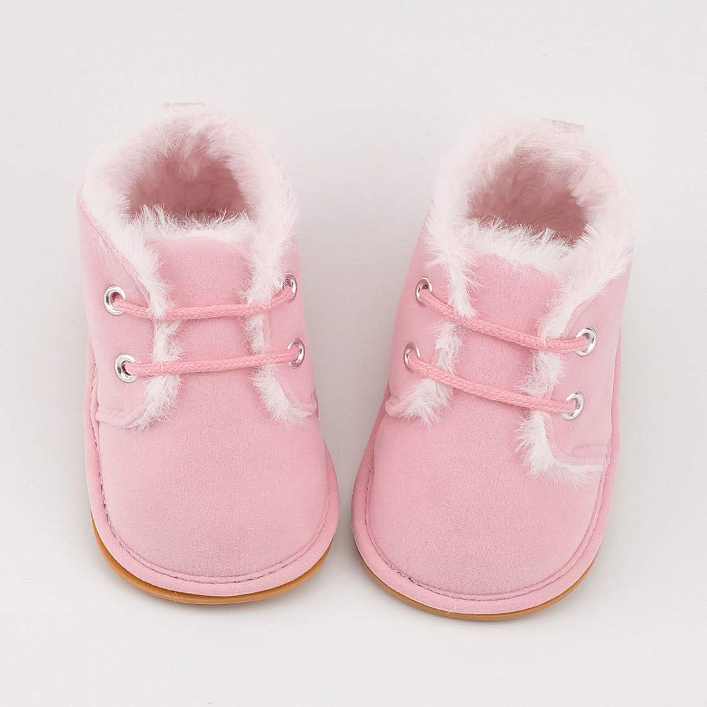 Zoolar Baby Unisex Warm Snow Boots Newborn Leather Fur Lace Up Ankle Anti-Slip Rubber Texture Sole Toddler Prewalker Winter Crib Shoes