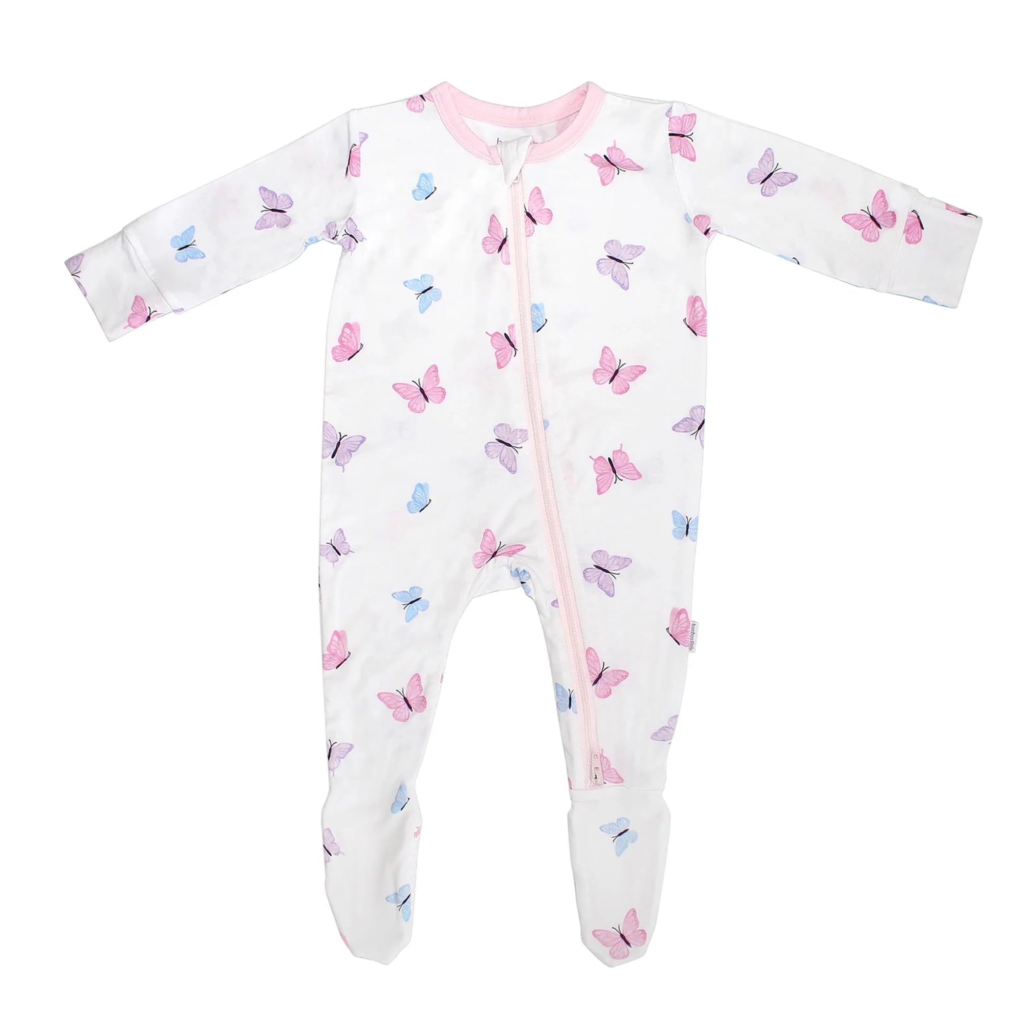 Bamboo Little Soft Baby Footie Pajamas, Baby Clothes, Newborn Sleepers, 95% Viscose and 5% Spandex, Butterfly, 9-12 Months
