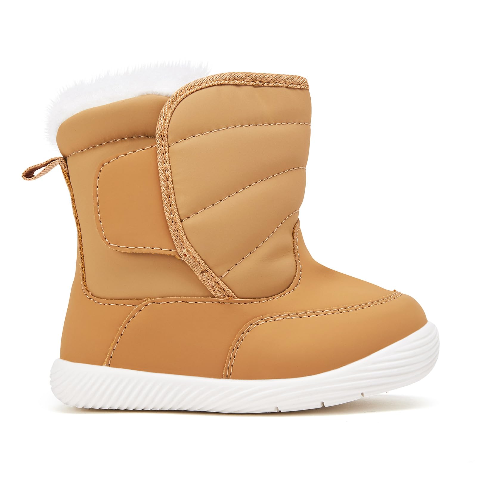 BMCiTYBM Baby Waterproof Snow Boots Infant Boy Girl Winter Booties Nonslip Lightweight Outdoor Warm Shoes for First Walkers 6 9 12 18 24 Months Camel Size 12-18 Months Toddler