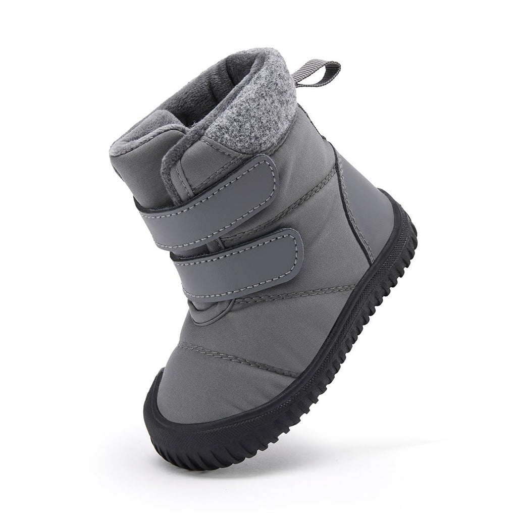 BMCiTYBM Baby Snow Winter Boots Boys Girls Shoes Double Strap Non Slip First Walking Infant 6 9 12 18 24 Months Grey Size 18-24 Months Toddler