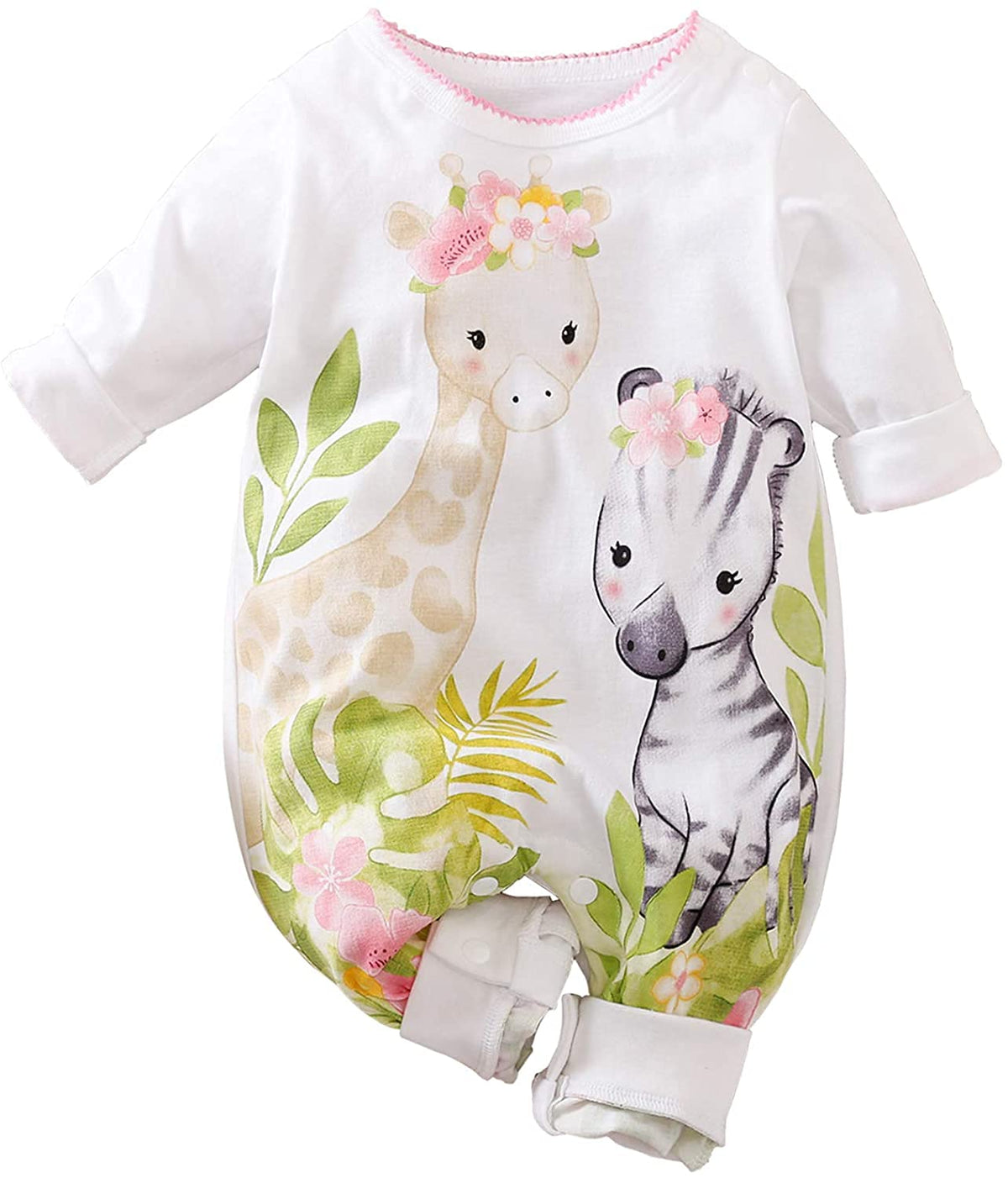 Aoswep - All Over Star with Elephant Printed Jumpsuit Baby girl bodysuit (6-9 Months)