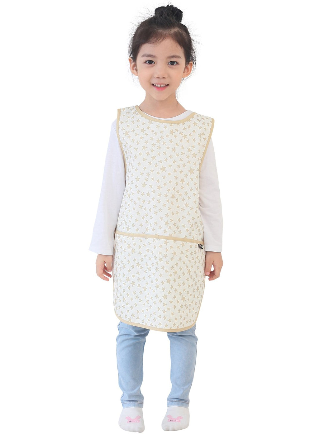 Plie Kids Painting Apron – Waterproof Art Smock for Toddlers & Preschoolers, Messy Play, Baking, Crafts, Cooking, Sensory Activities, Mealtime (Ages 1–10), Begie Star (12-L)