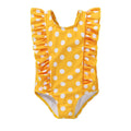 Newborn Baby Girl Ruffle Swimsuit Infant Toddler One Piece Floral Bikini Beach Bathing Swimwear Set (3-6 Months, Yellow White)