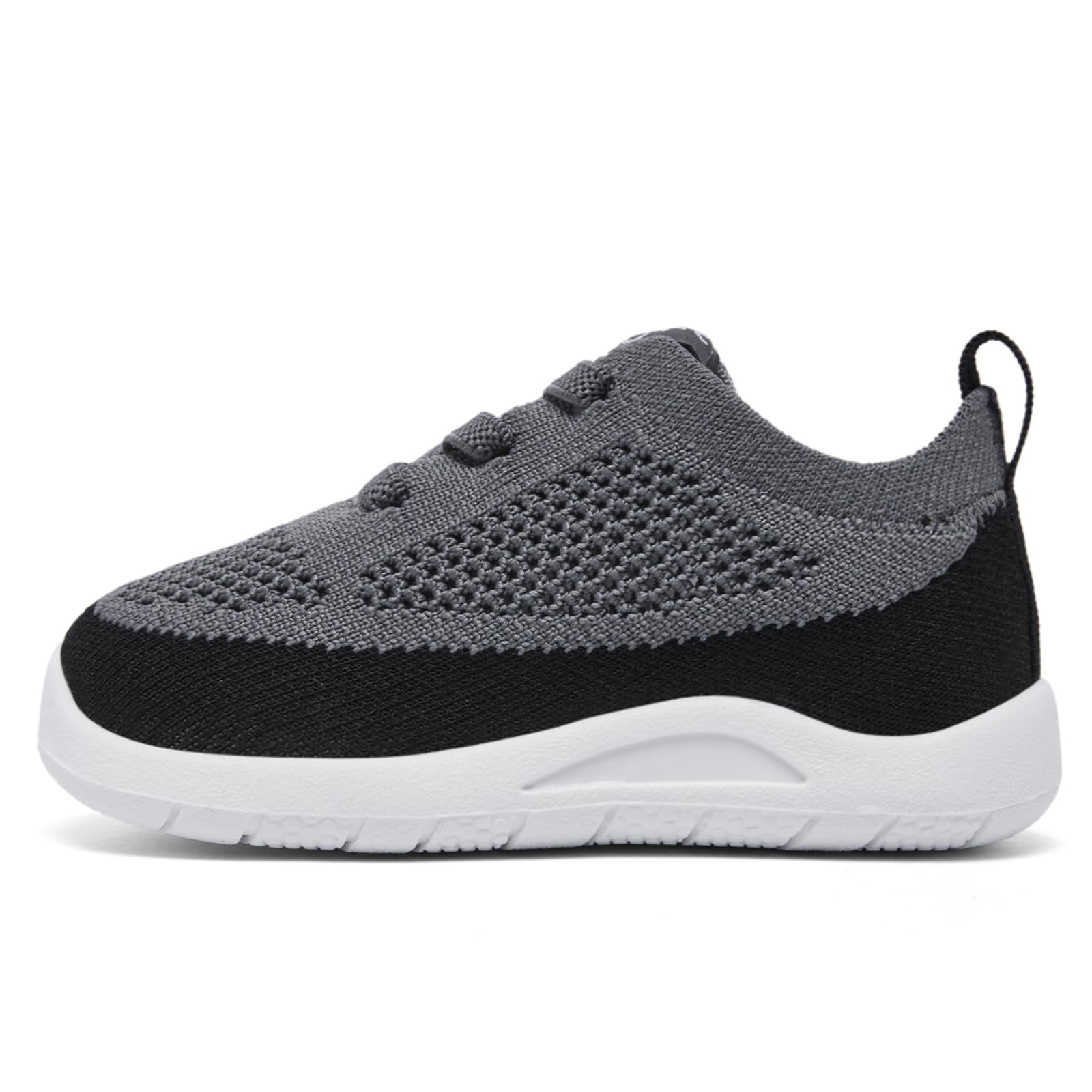 MORENDL Toddler Sneakers Baby Non-Slip Lightweight Breathable Barefoot Shoes Infant Tennis Walking Shoes Black Mesh 9-12 Months