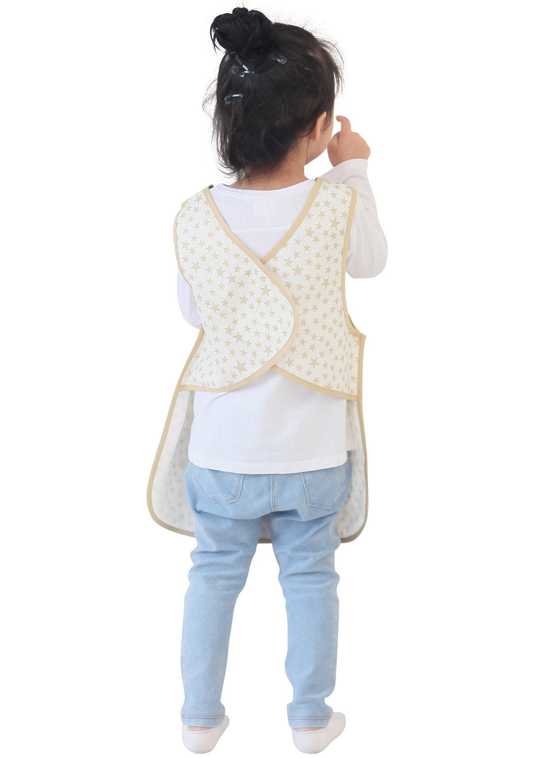 Plie Kids Painting Apron – Waterproof Art Smock for Toddlers & Preschoolers, Messy Play, Baking, Crafts, Cooking, Sensory Activities, Mealtime (Ages 1–10), Begie Star (12-L)