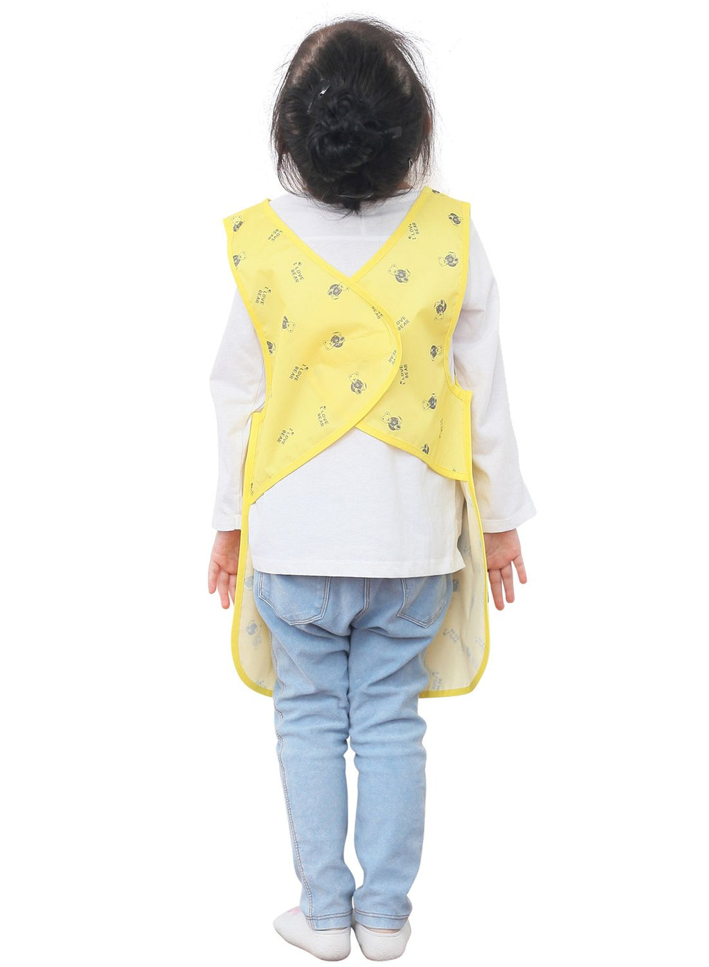 Plie Kids Painting Apron – Waterproof Art Smock for Toddlers & Preschoolers, Messy Play, Baking, Crafts, Cooking, Sensory Activities, Mealtime (Ages 1–10), Yellow Bear (05-XL)