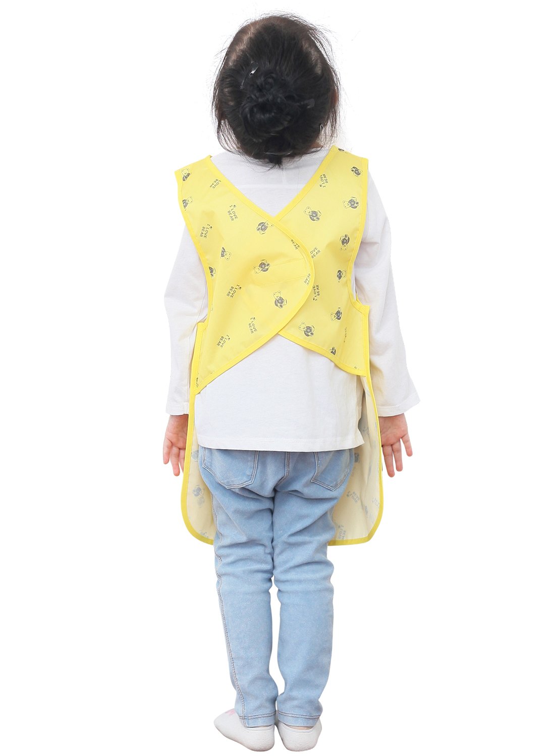 Plie Kids Painting Apron – Waterproof Art Smock for Toddlers & Preschoolers, Messy Play, Baking, Crafts, Cooking, Sensory Activities, Mealtime (Ages 1–10), Yellow Bear (05-XL)