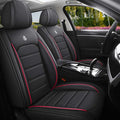 LEYPOCO Leather Seat Cover for Ford Edge 2010-2026,Waterproof Soft Seat Covers,Interior Accessories Seat Covers Cushion Vehicle Protector Airbag Compatible(Black&Red,Full Set)