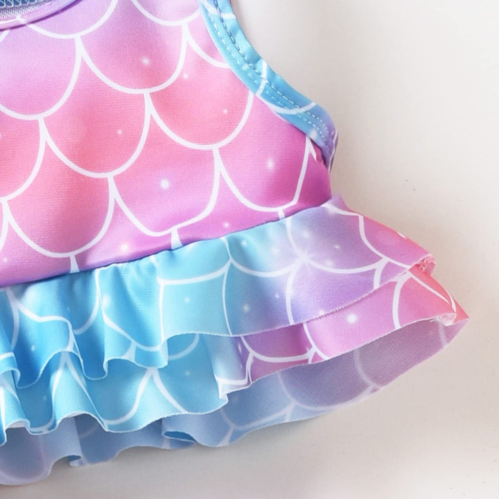 Toddler Little Girls Swimsuit Two Piece Mermaid Ruffle Bathing Suit Bikini Tops Bottoms Swimming Suit Swimwear Beach Wear 4T - 5T