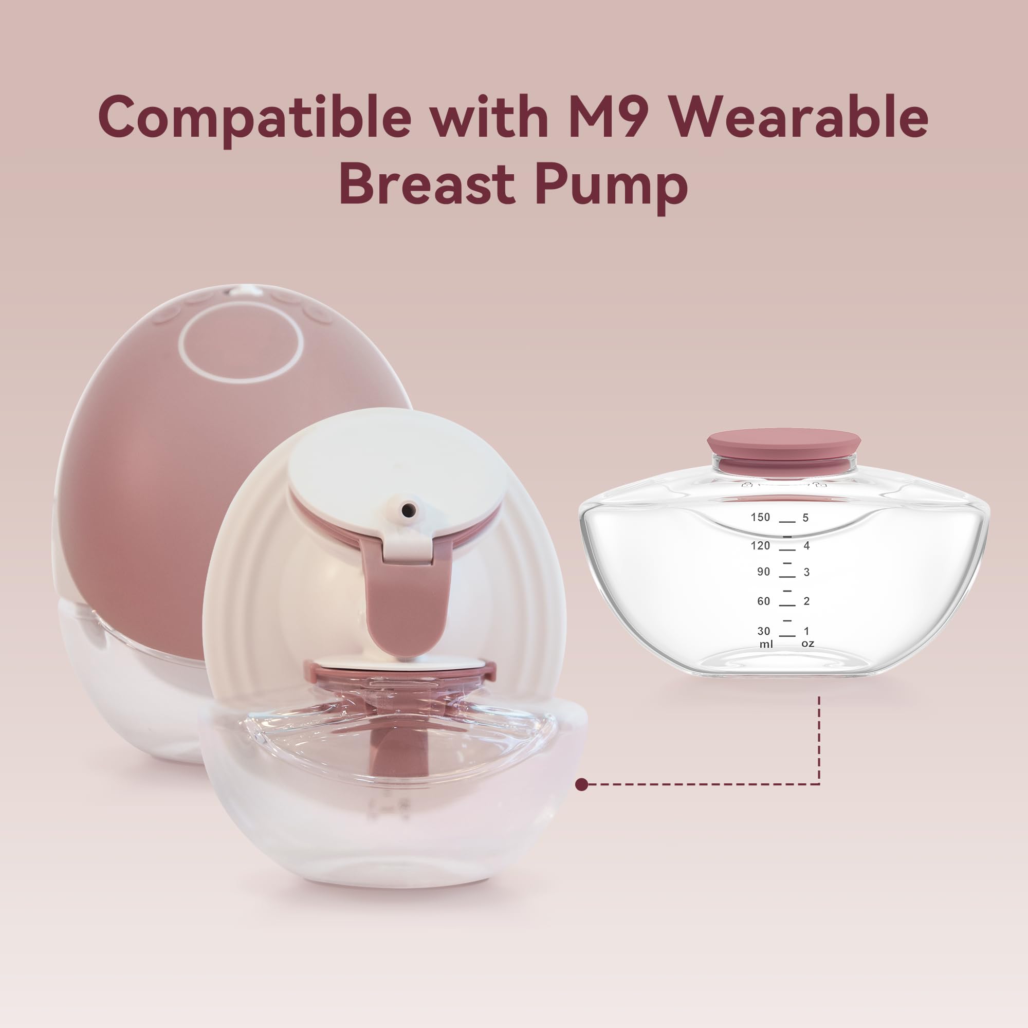 TOVVILD 2 Pack Breastmilk Pump Storage Bottles Compatible with Momcozy Upgraded M9, Breast Milk Container, Breastfeeding Essentials, Not Original Mom Cozy Parts