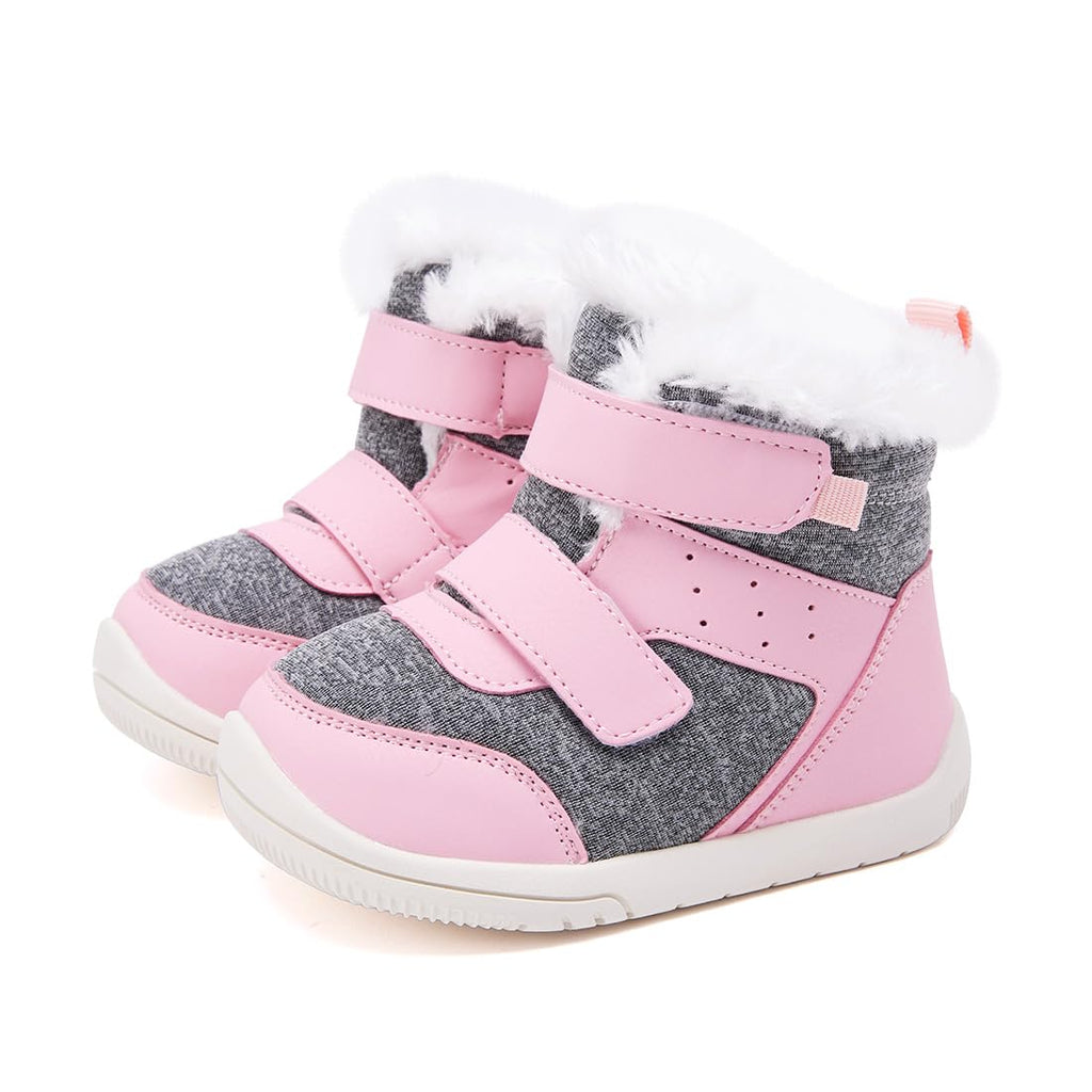 BMCiTYBM Baby Snow Winter Boots Boys Girls Shoes Warm Double Strap Non Non Slip First Walking Infant 6 9 12 18 24 Months Pink Size 12-18 Months Toddler