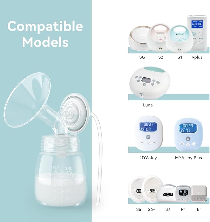 4PCS 21mm Breast Pump Flanges, Duckbill Valves Compatible with Spectra S1/S2/9Plus/Synergy Gold, Motif Luna, Wide-Mouth Bottle Fit, Breast Pump Accessories
