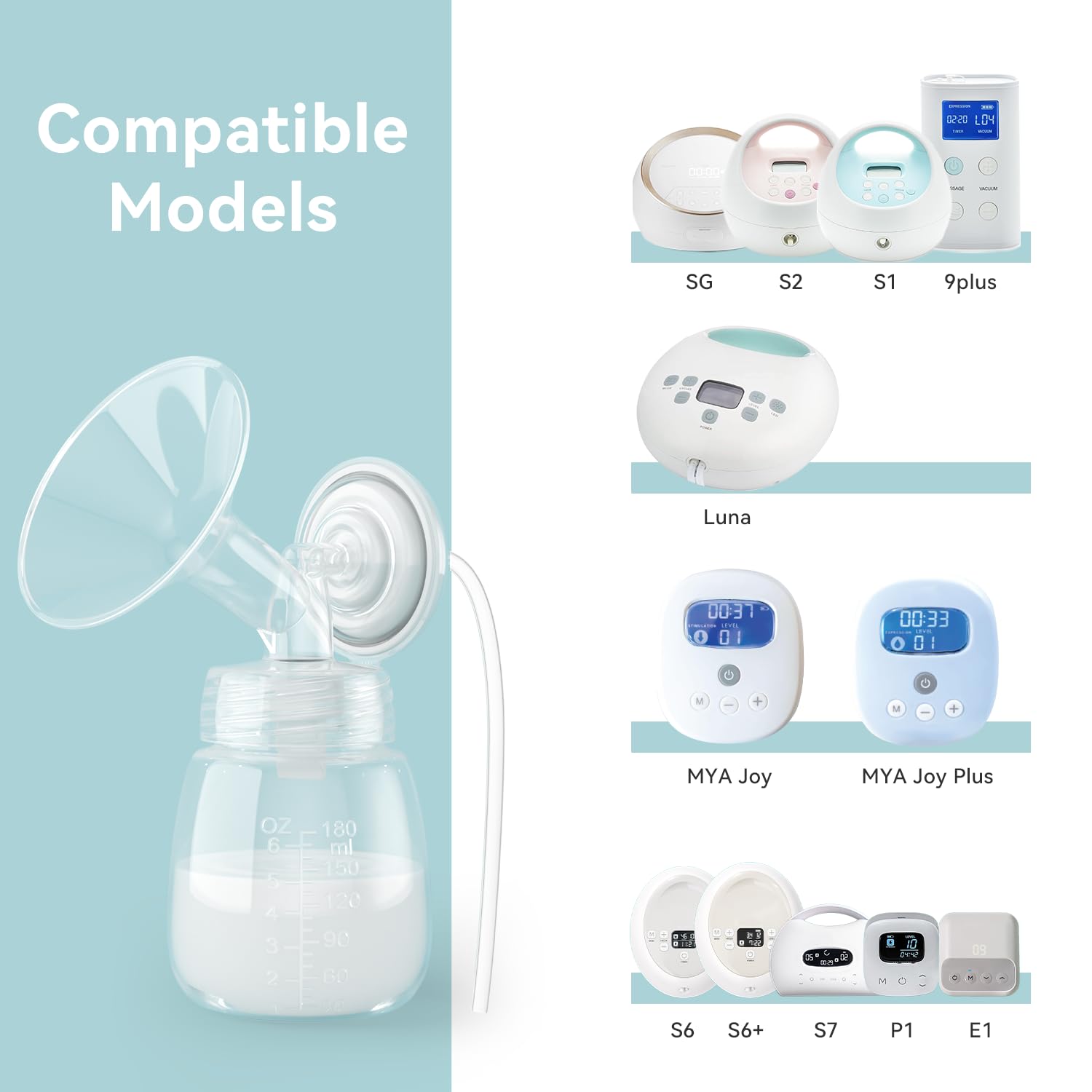 GOTOCUT 6PCS 17mm Breast Pump Flanges, Duckbill Valves Compatible with Spectra S1/S2/9Plus/Synergy Gold, Motif Luna, Wide-Mouth Bottle Fit, Breast Pump Accessories