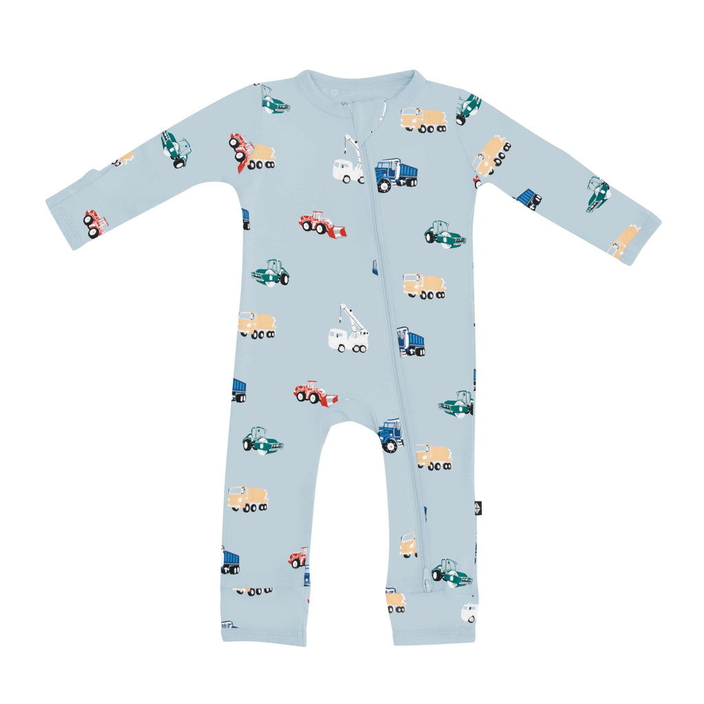 KYTE BABY Infant and Toddler Dual Zipper Romper, Ultra-Soft Rayon Made From Bamboo Sleeper, Boys and Girls Pajamas (3-6 Months, Construction)