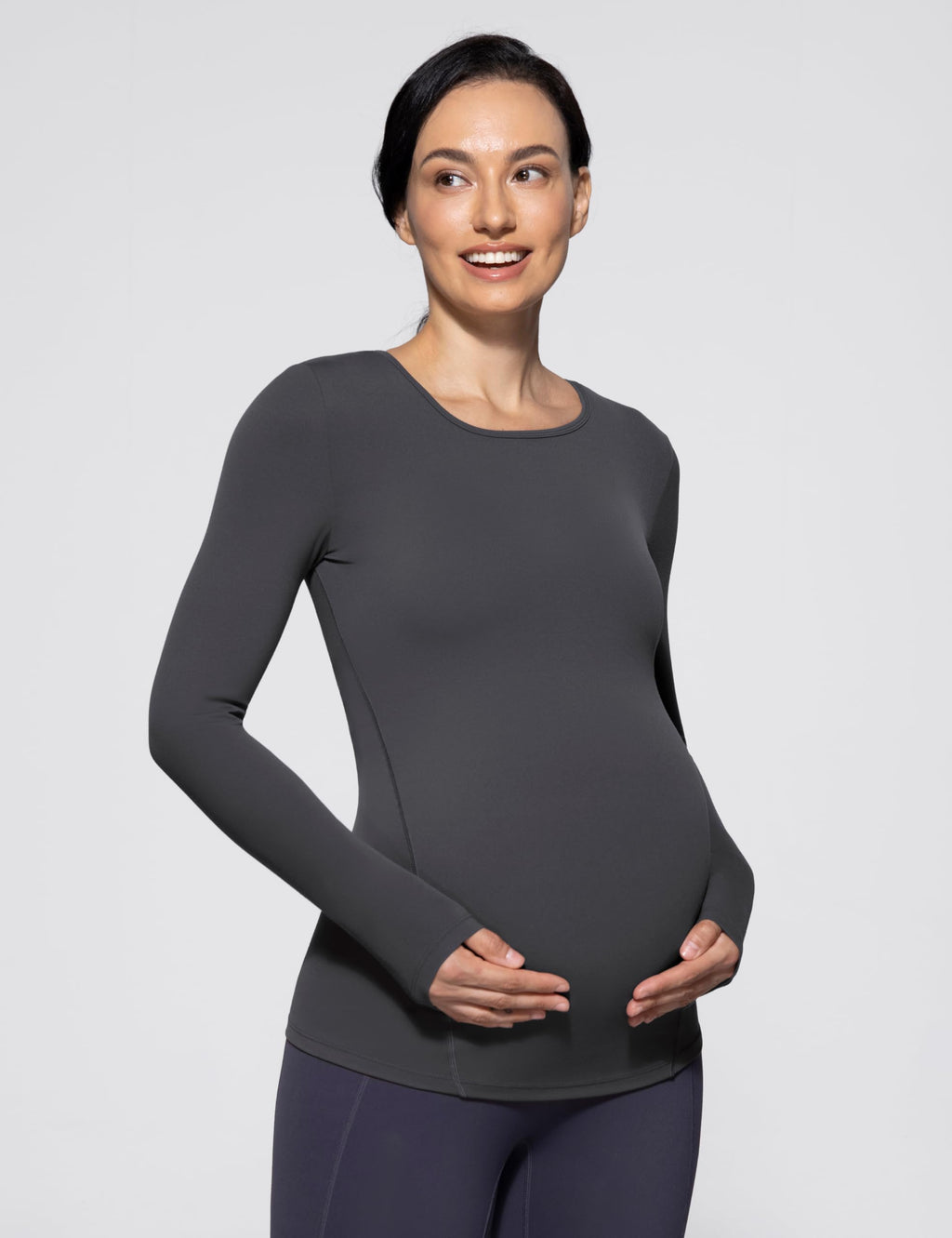 POSHDIVAH Maternity Crew Neck T Shirts for Women Gray Large