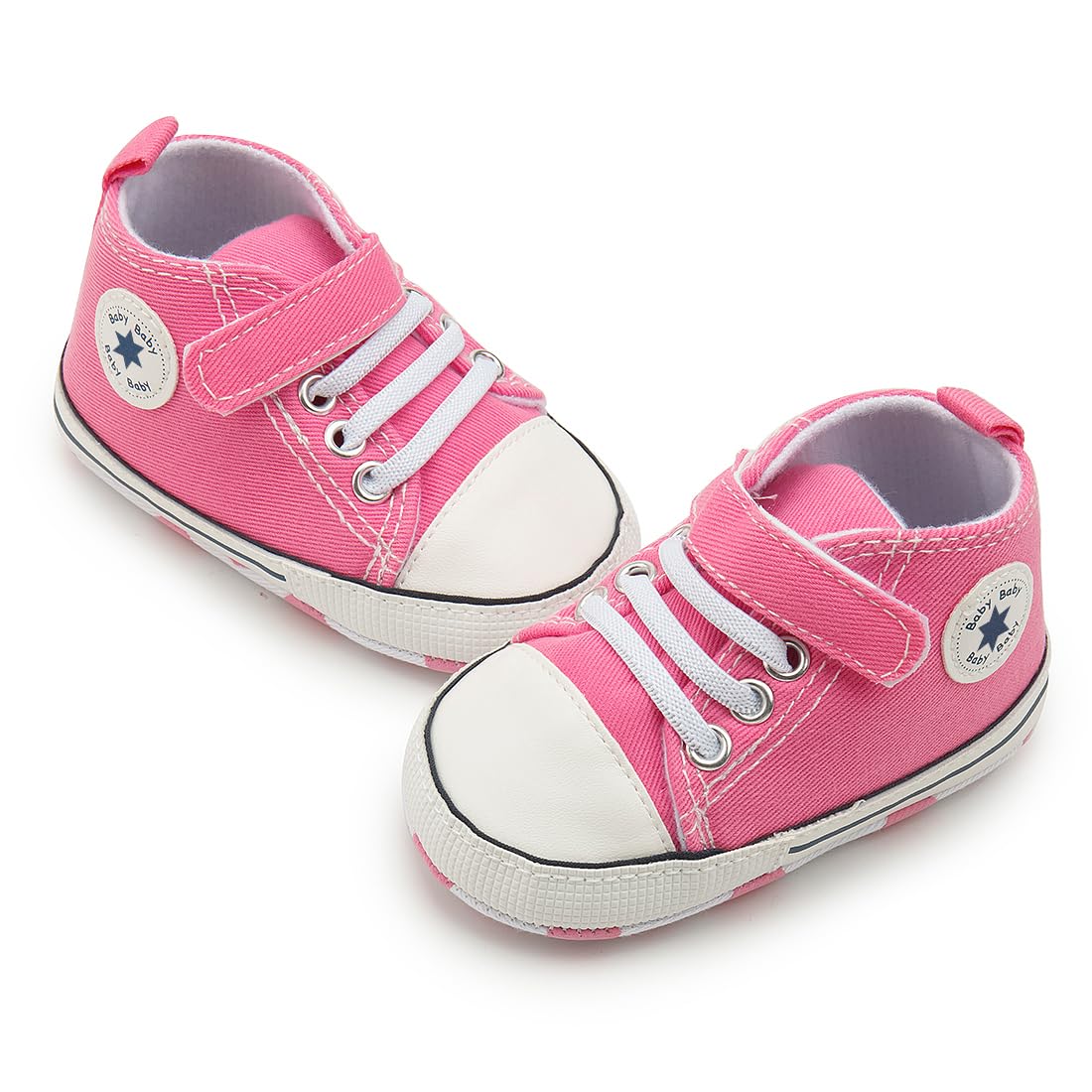 Meckior Save Beautiful Baby Girls Boys Canvas Sneakers Soft Sole High-Top Ankle Infant First Walkers Crib Shoes