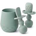 SAMiGO Silicone Baby Open Cup and Self Feeding Spoons Set, 6+ Months, 3 Pcs