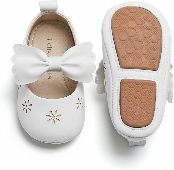 Felix & Flora Infant Baby Girl Shoes Soft Sole Toddler Ballet Flats Baby Walking Shoes(18-24 Months Infant,Silver) — 기타