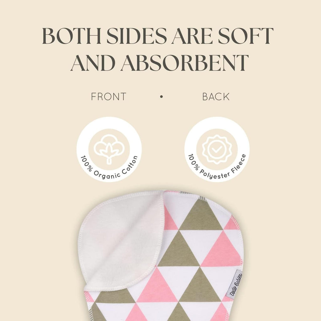 Dodo Babies Burp Cloths for Babies - Soft Cotton Front & Fleece Back - Contoured Fit for Newborn Essentials - Pack of 5, 2 Pacifier Clips, Pacifier Case, 19 x 9 in