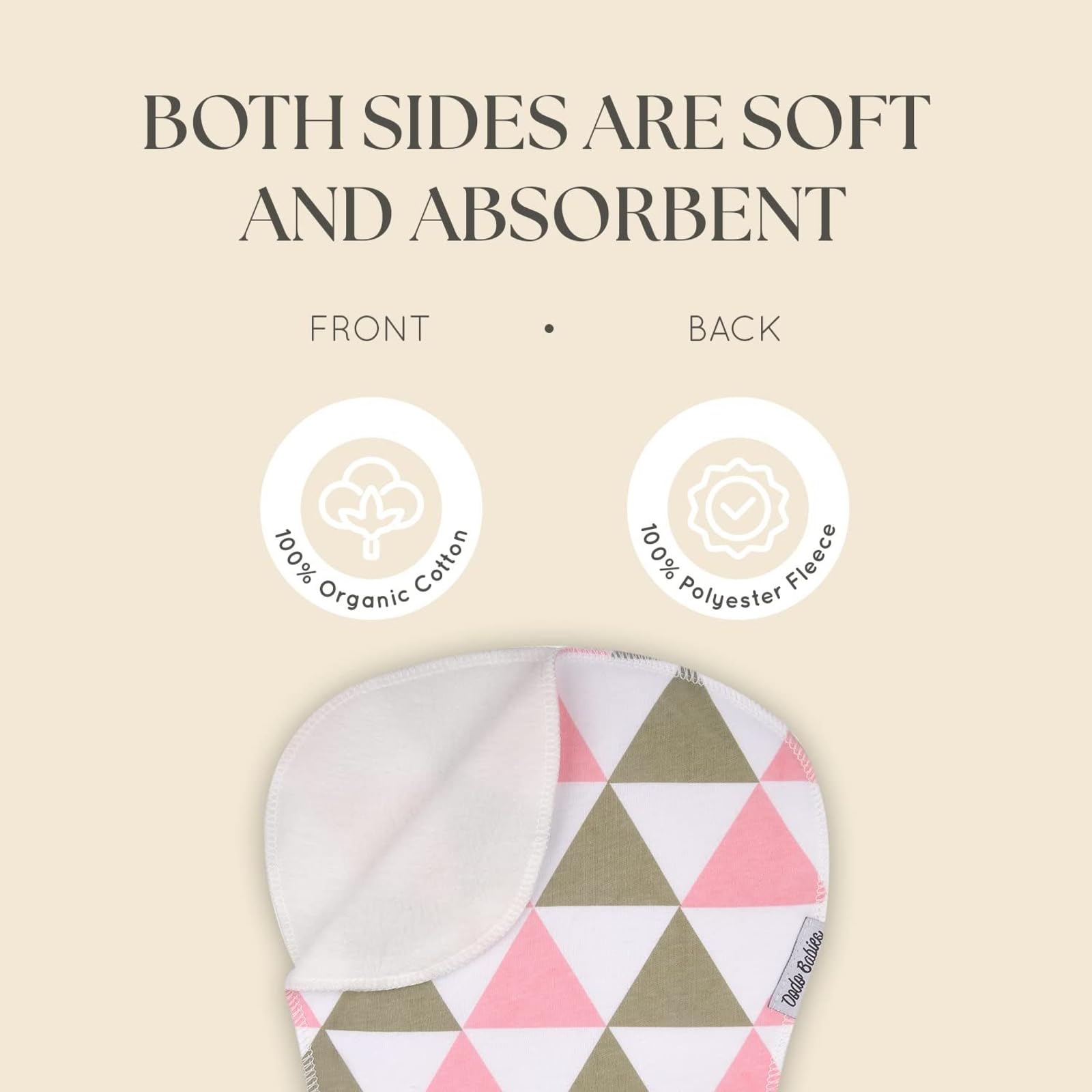 Dodo Babies Burp Cloths for Babies - Soft Cotton Front & Fleece Back - Contoured Fit for Newborn Essentials - Pack of 5, 2 Pacifier Clips, Pacifier Case, 19 x 9 in