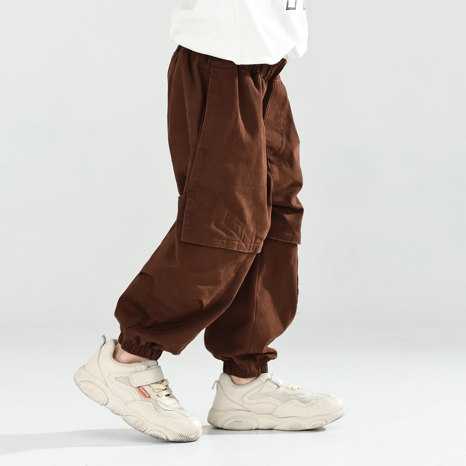 MINI PANDA Toddler Pants Boys& Girls, Relaxed Stretch Twill Toddler Casual Pants Coffee