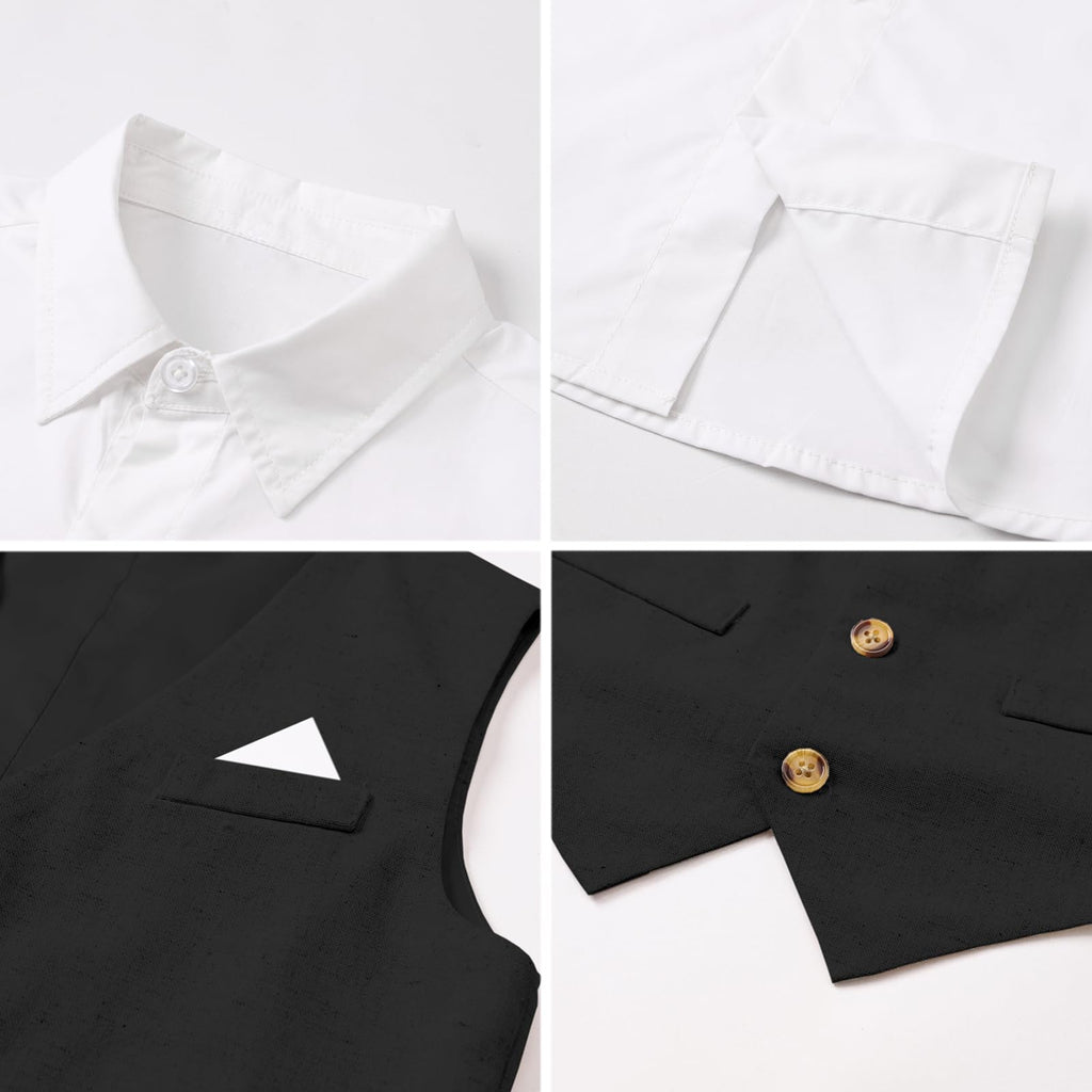 SANGTREE Boys Cotton Linen Formal Suit Linen Black 4-5T=Tag 130