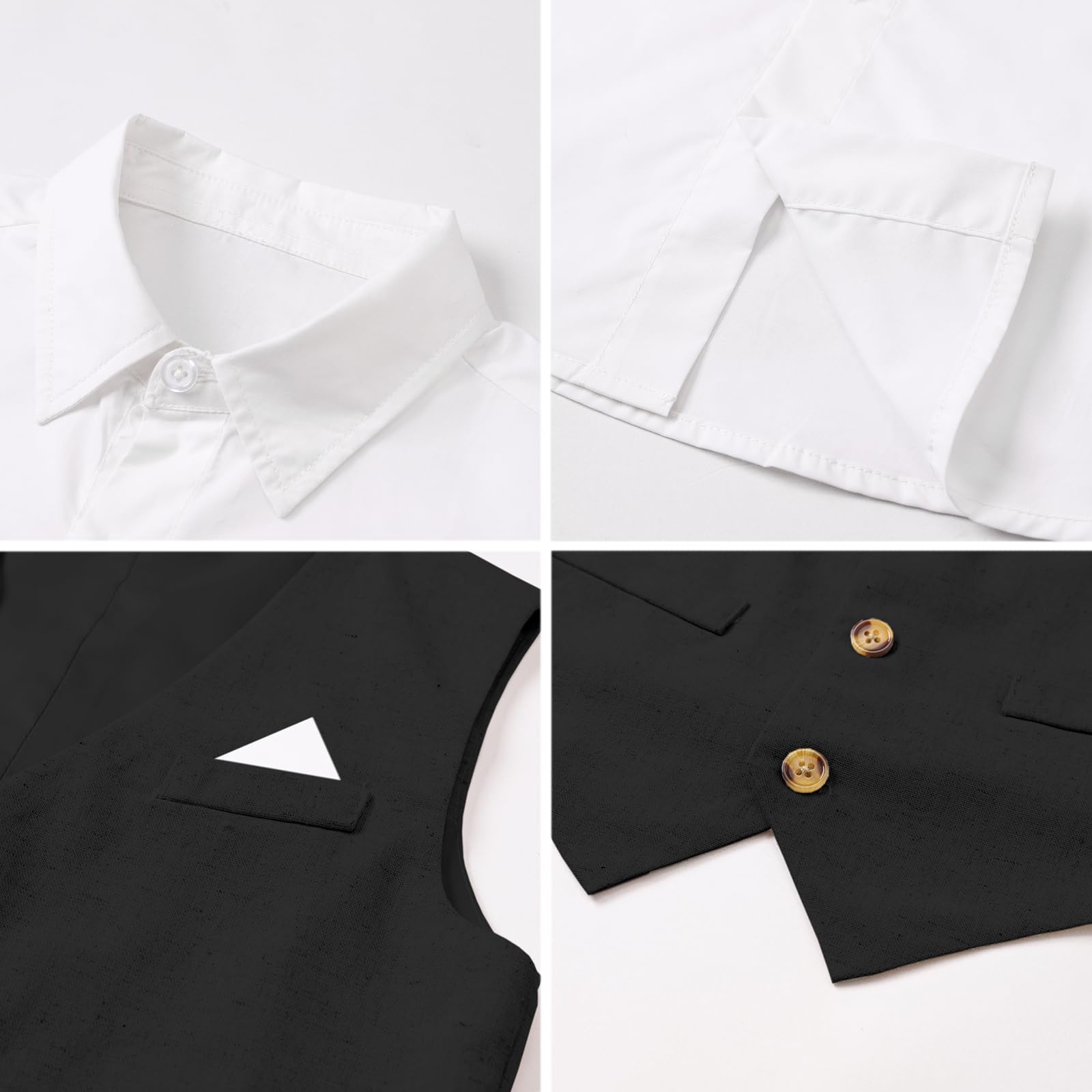 SANGTREE Boys Cotton Linen Formal Suit Linen Black 4-5T=Tag 130