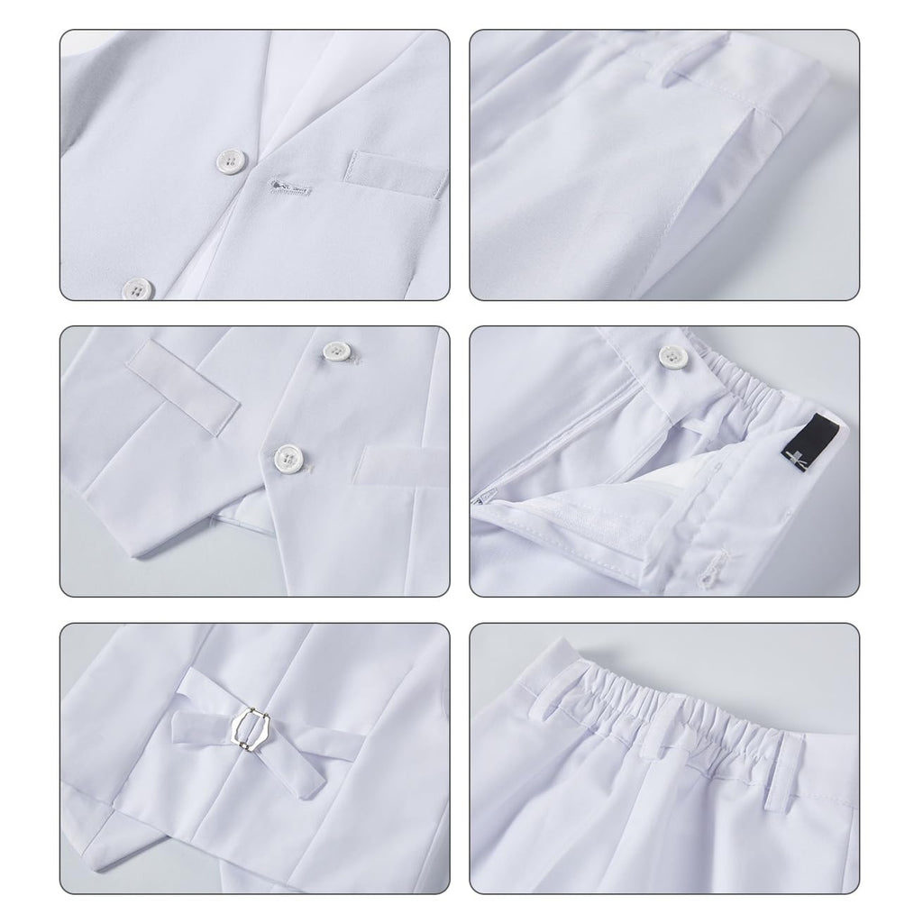 Lycody Boys Suit Vest Set Formal Dress Suits Wedding Outfit, White, 5T