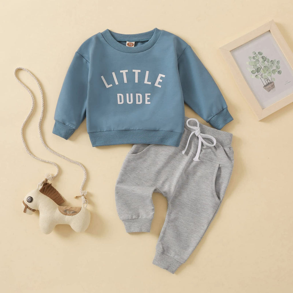 MA&BABY Toddler Baby Boy Clothes Solid Color Sweatshirt Jogger Pants Set
